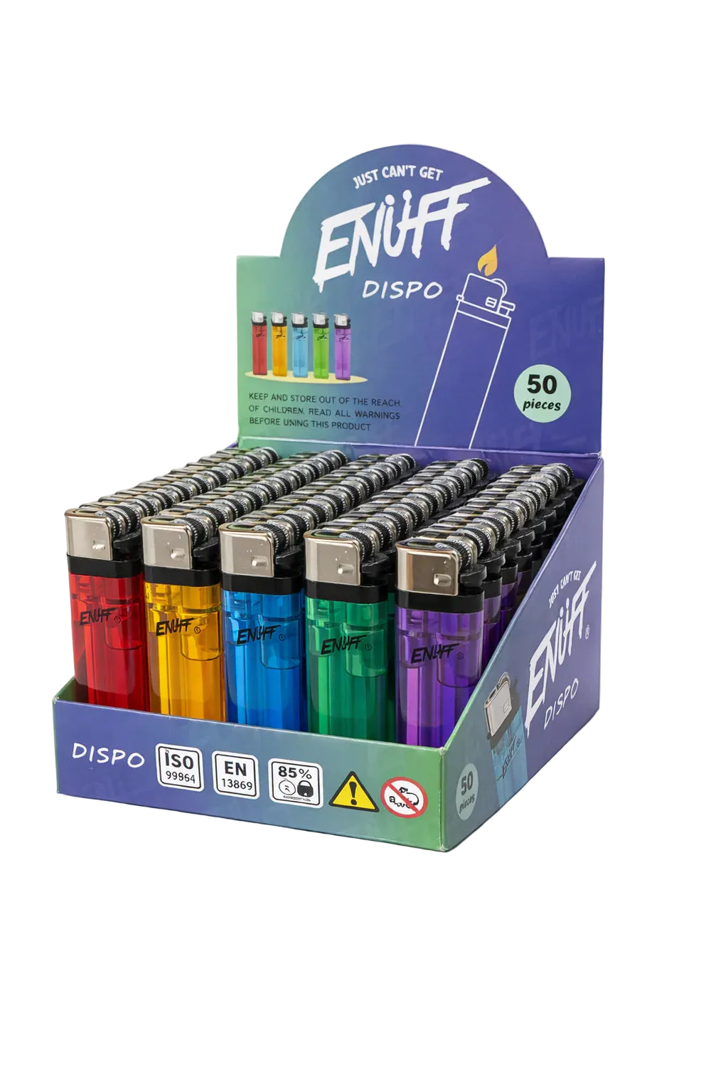 ENUFF DISPO Transparent Refillable Lighter – 50pcs Display
