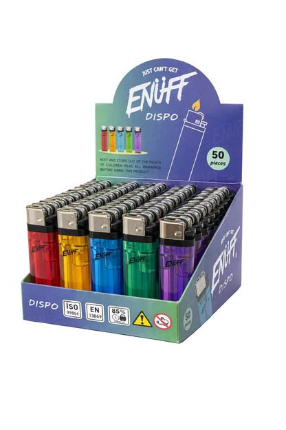 ENUFF DISPO Transparent Refillable Lighter – 50pcs Display
